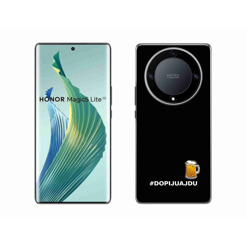 Gél borítás mmCase a Honor Magic 5 Lite 5G számára - sör motívum 1 fekete háttérrel