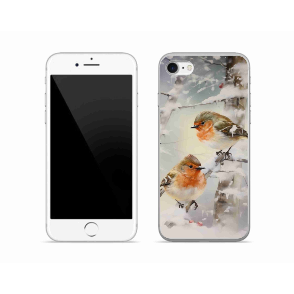 Zselés borítás mmCase iPhone SE (2020) - madarak télen