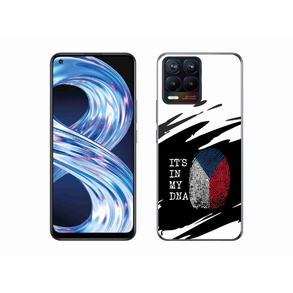 Gél borító mmCase a Realme 8 4G - zászlós ujjlenyomat fekete és fehér háttérrel