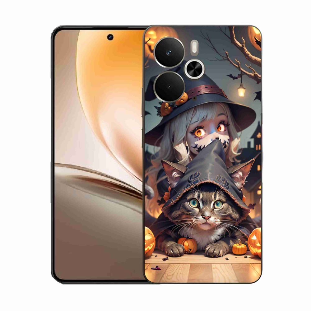 Gél borítás mmCase a Realme 14 5G számára - boszorkány macskával