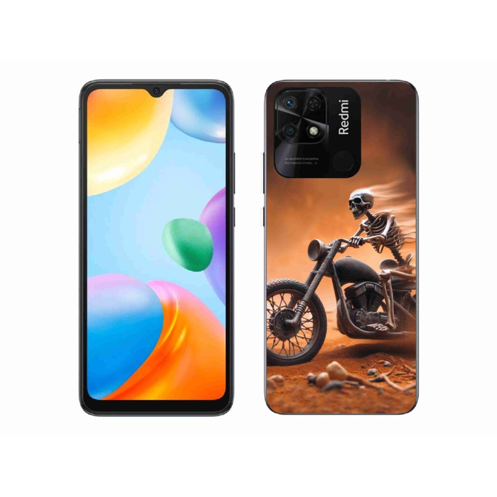 Gél borítás mmCase a Xiaomi Redmi 10C-hez - csontváz egy motorkerékpáron