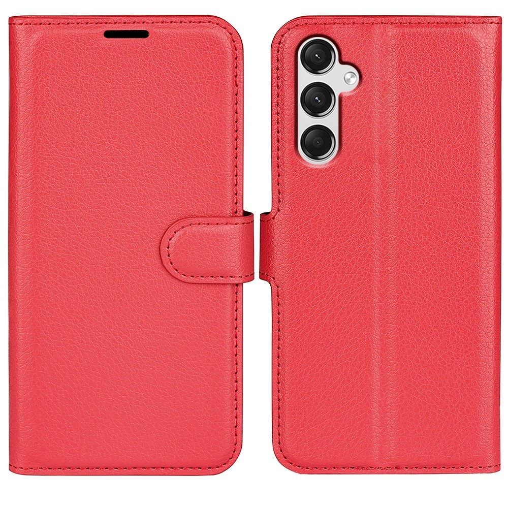 Litchi könyv tok Samsung Galaxy A25 5G - piros