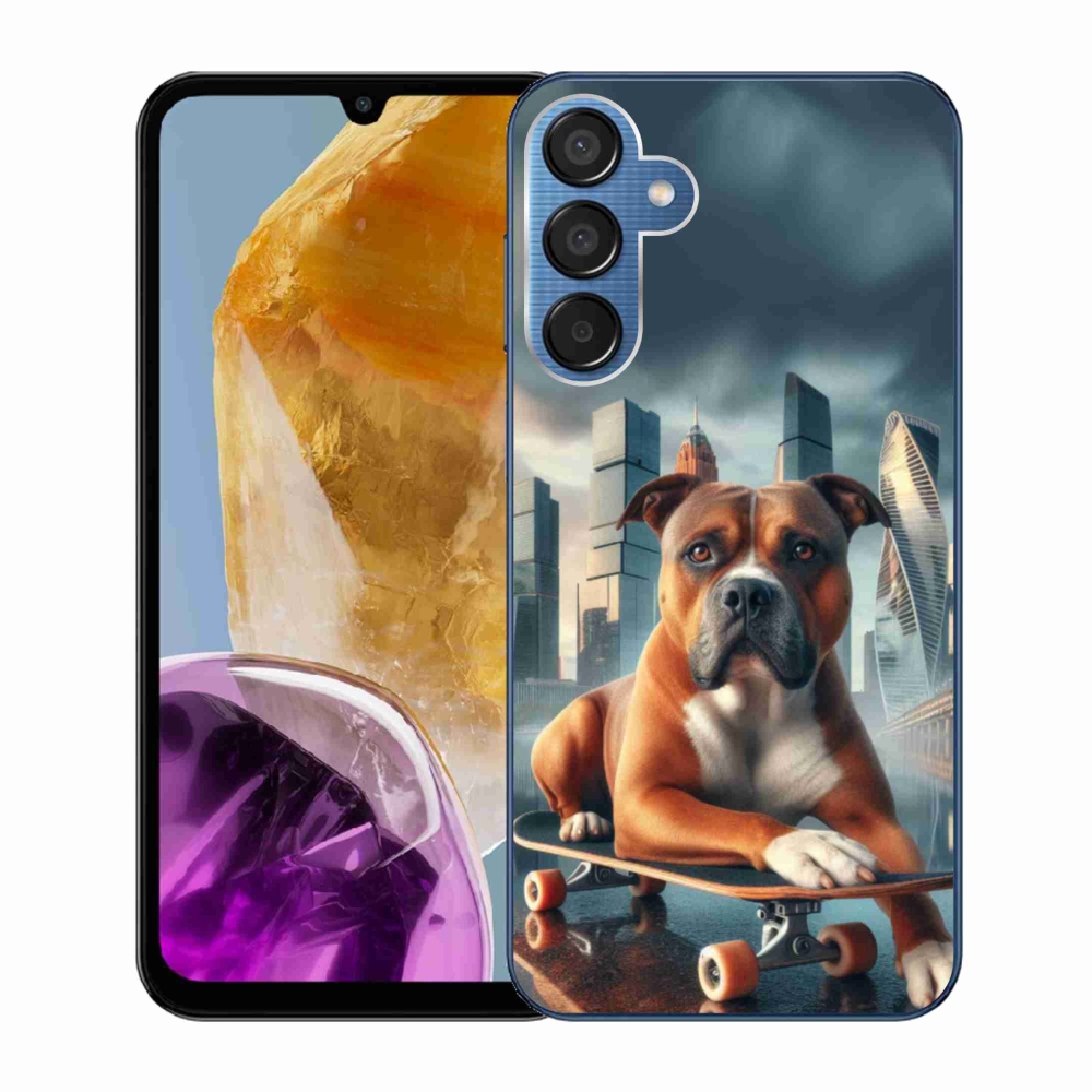 Zselés borítás mmCase Samsung Galaxy M15 5G - kutya gördeszkán