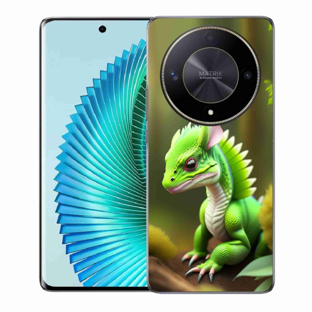 Zselés borítás mmCase a Honor Magic 6 Lite 5G számára - zöld sárkány