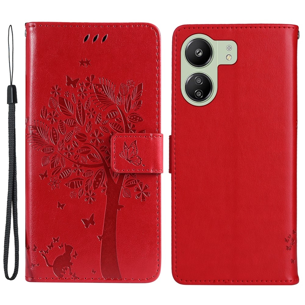 Fák könyvtáska Xiaomi Poco C65/Redmi 13C - piros