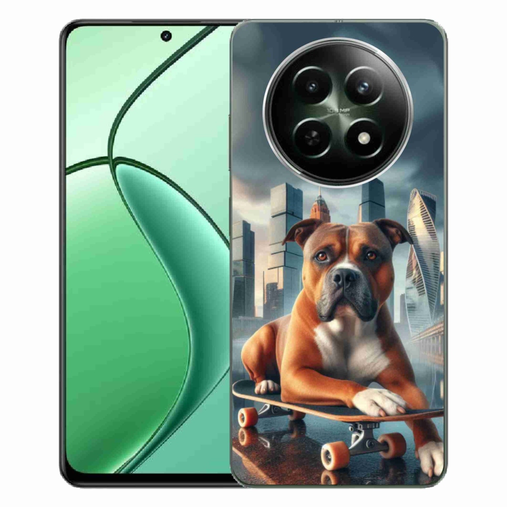Gél borítás mmCase a Realme 12 5G/12x 5G számára - kutya gördeszkán