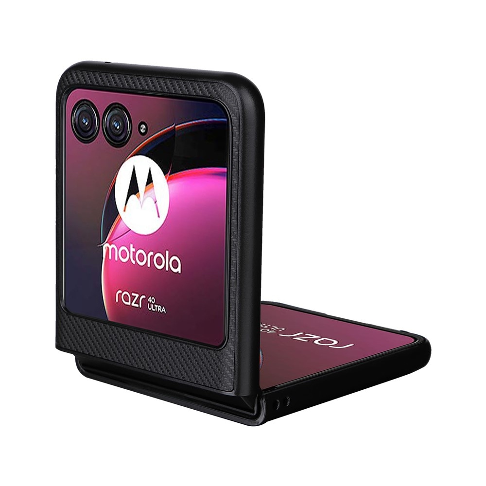 Textúrás műanyag borítás műbőrrel a Motorola Razr 40 Ultra 5G készülékre - fekete