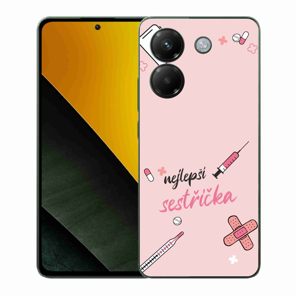 Gél borító mmCase a Xiaomi Poco M7 Pro 5G-n - a legjobb kishúg rózsaszín háttérrel