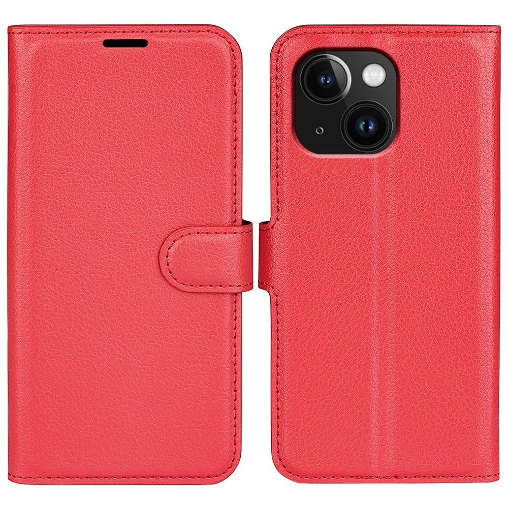 Litchi könyvtáska iPhone 15 készülékhez - piros
