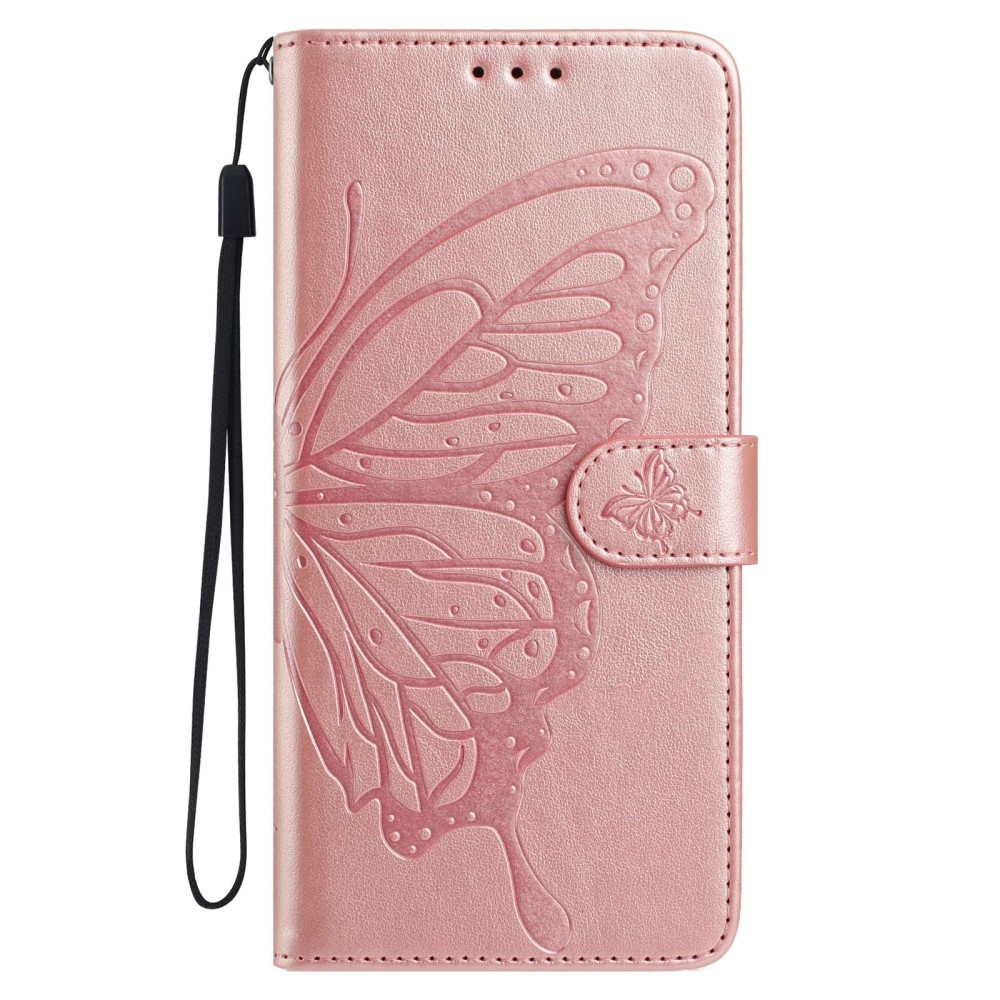 Virágos pillangó könyv tok Xiaomi Redmi A5 (171.7x77.8x8.3mm) - rózsaarany