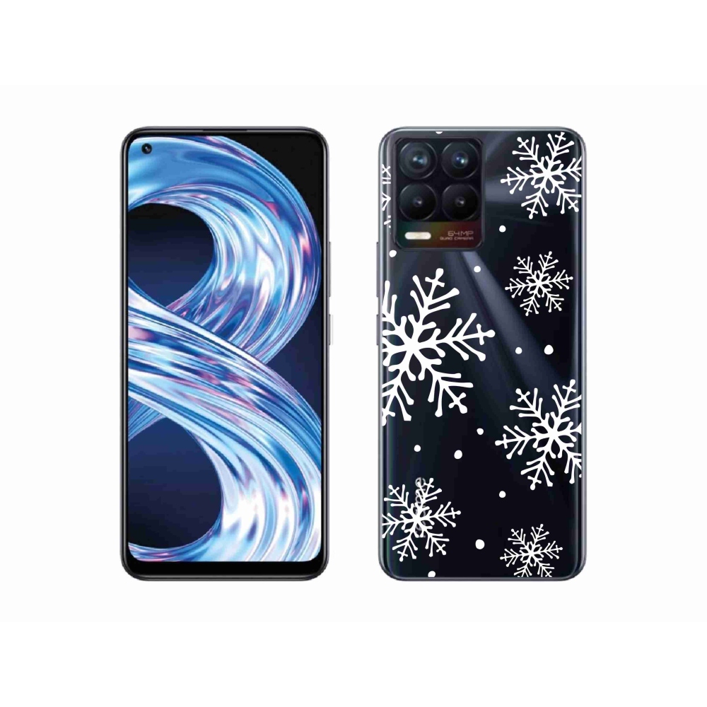Gél borítás mmCase a Realme 8 Pro-n - fehér pelyhek átlátszó háttéren