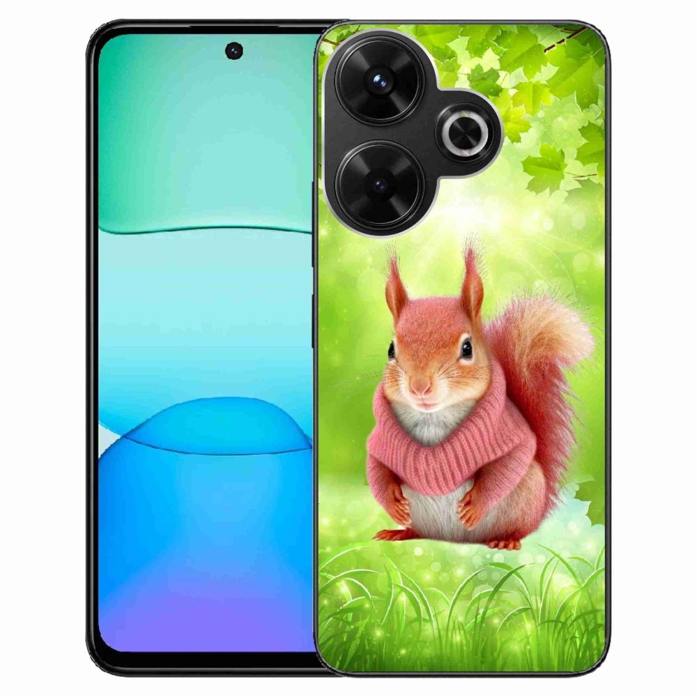 Zselés borítás mmCase a Xiaomi Redmi 13 4G/Poco M6 4G - mókus pulóverben