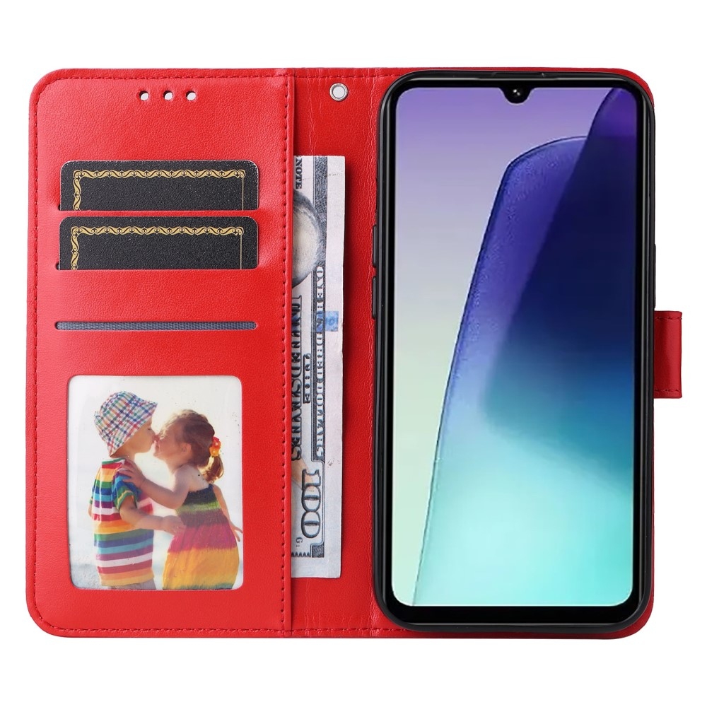 Napraforgó könyv tok Xiaomi Redmi 14C/Poco C75-hez - piros