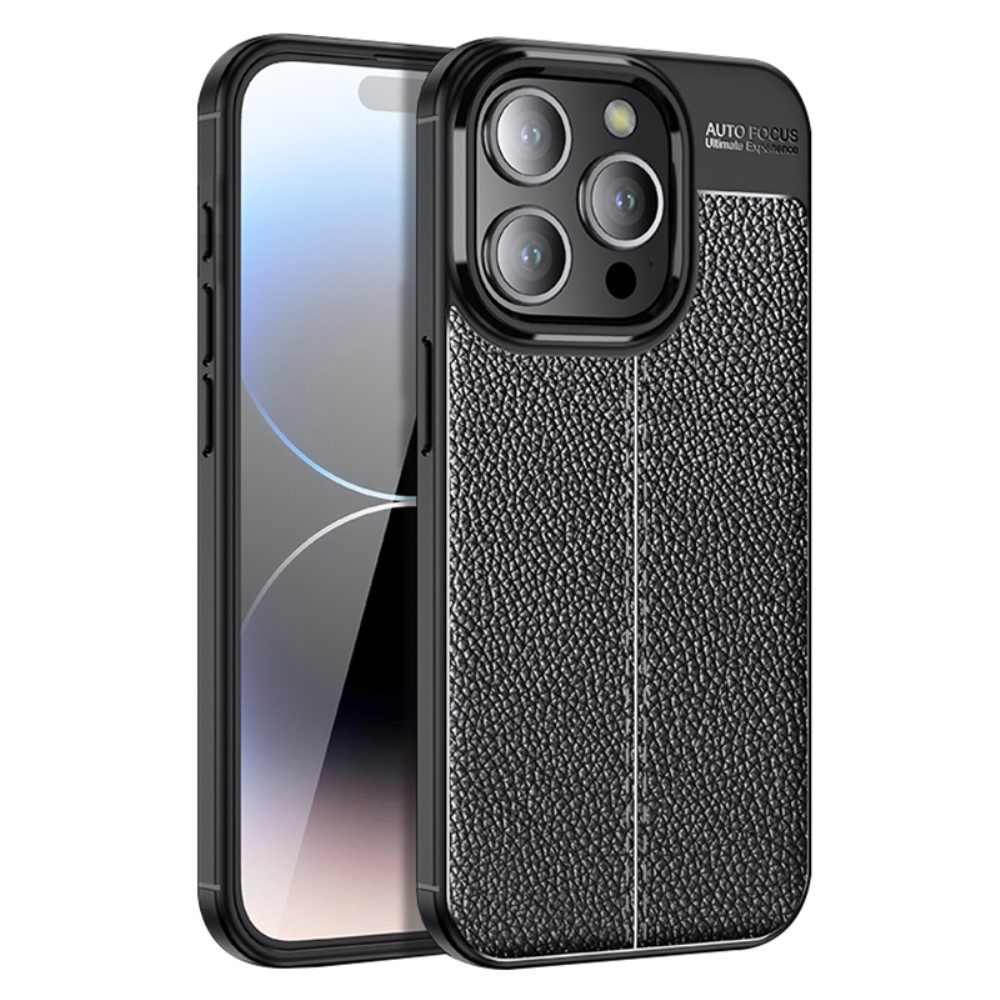 Litchi tartós zselés tok iPhone 15 Pro Max készülékhez - fekete