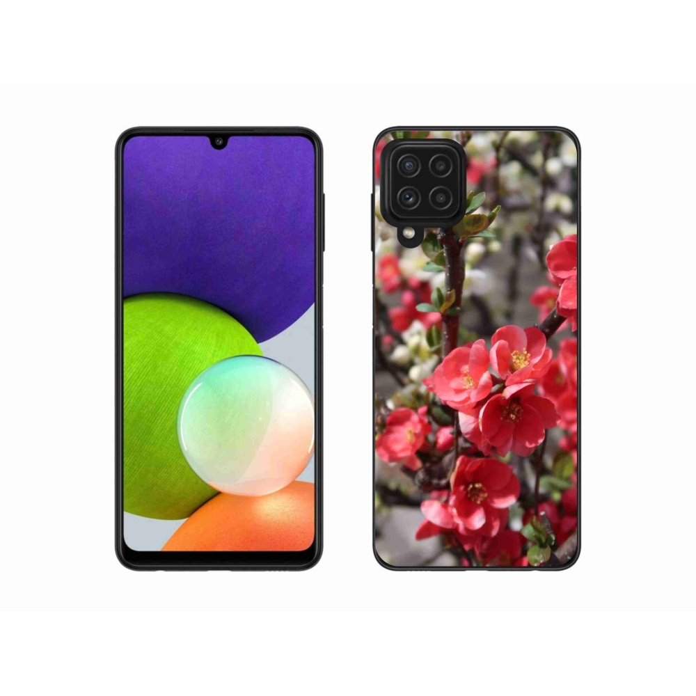 Gél borítás mmCase Samsung Galaxy A22 4G - piros virágok