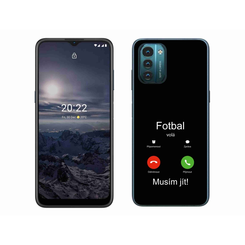 Zselés borítás mmCase a Nokia G11/G21 készülékhez - futballhívások fekete háttérrel