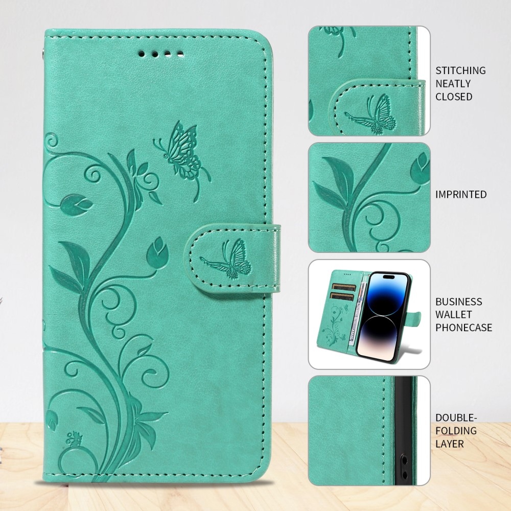 Virágok könyv tok Xiaomi Redmi A5 (173.45x79.35x8.45mm) - teal színű