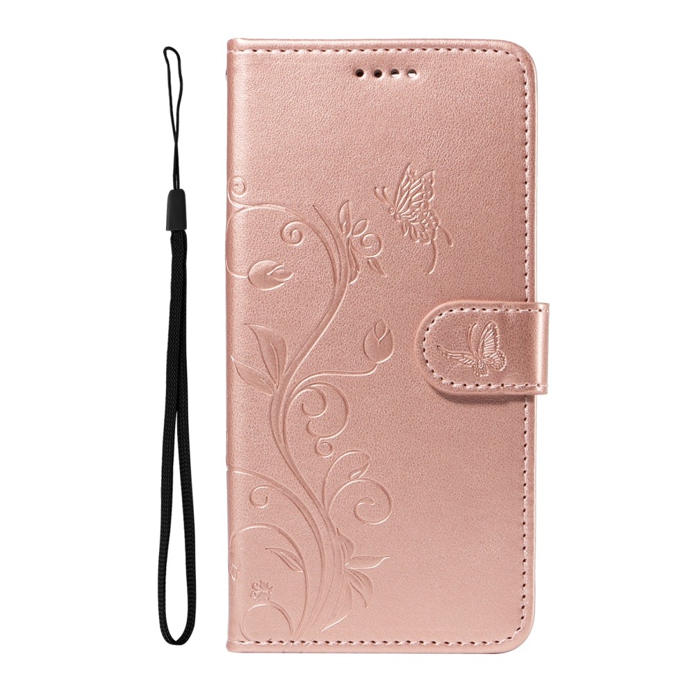 Virágok könyv tok Xiaomi Redmi A3-hoz - rózsaarany