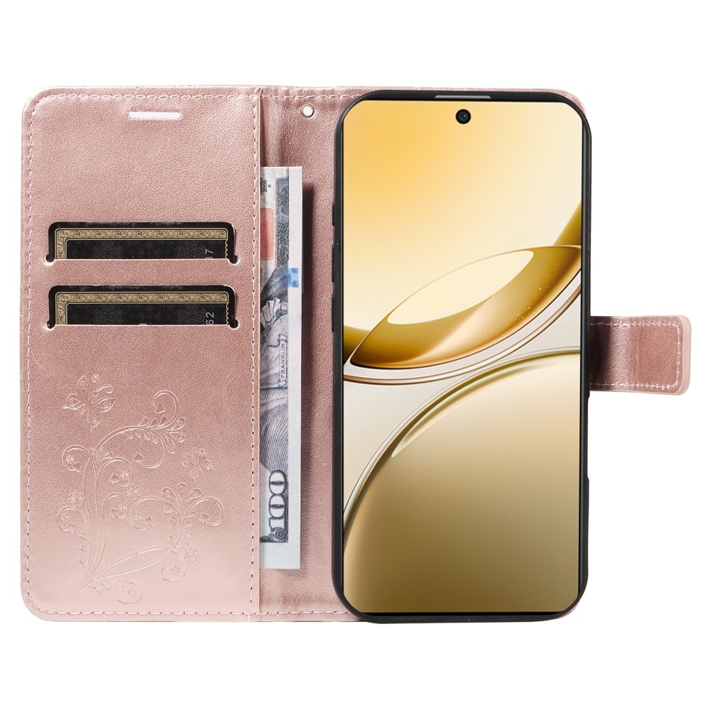 Nagy pillangó könyv tok a Vivo V50 5G-hez - rózsa arany