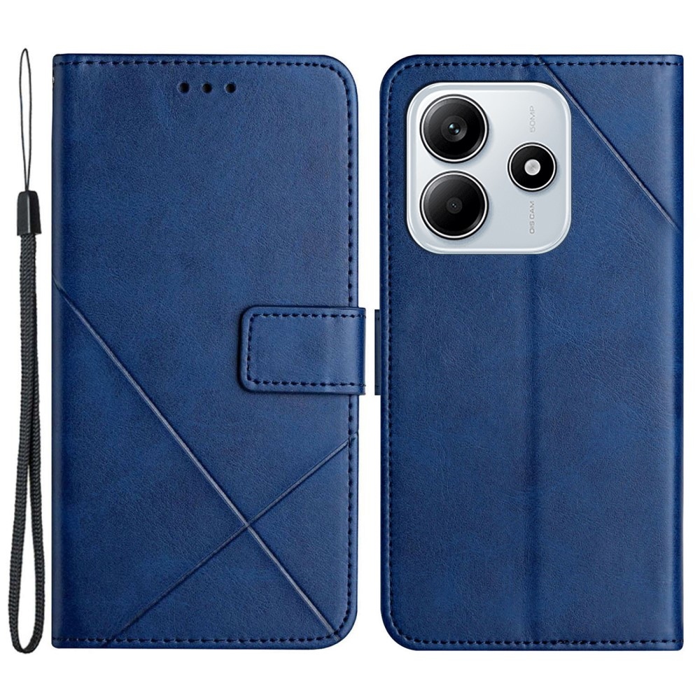 Vonalas könyv tok Xiaomi Redmi Note 14 5G-hez - kék