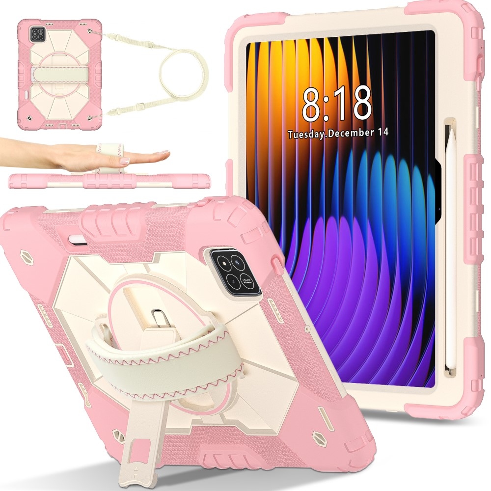 Strapabíró huzat kéztartóval és vállpánttal Xiaomi Pad 7/7 Pro készülékhez - rózsaarany színben