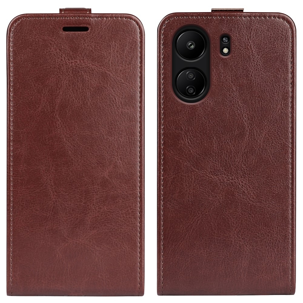 Függőleges könyvtáska a Xiaomi Poco C65/Redmi 13C készülékhez - barna színben