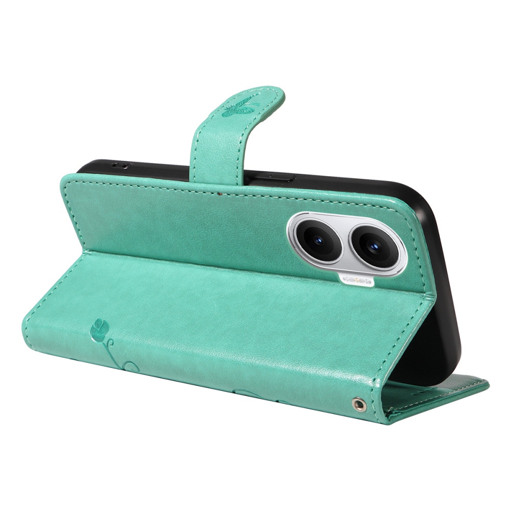 Virágok könyv tok a Xiaomi Poco F7 5G-hez - teal színű