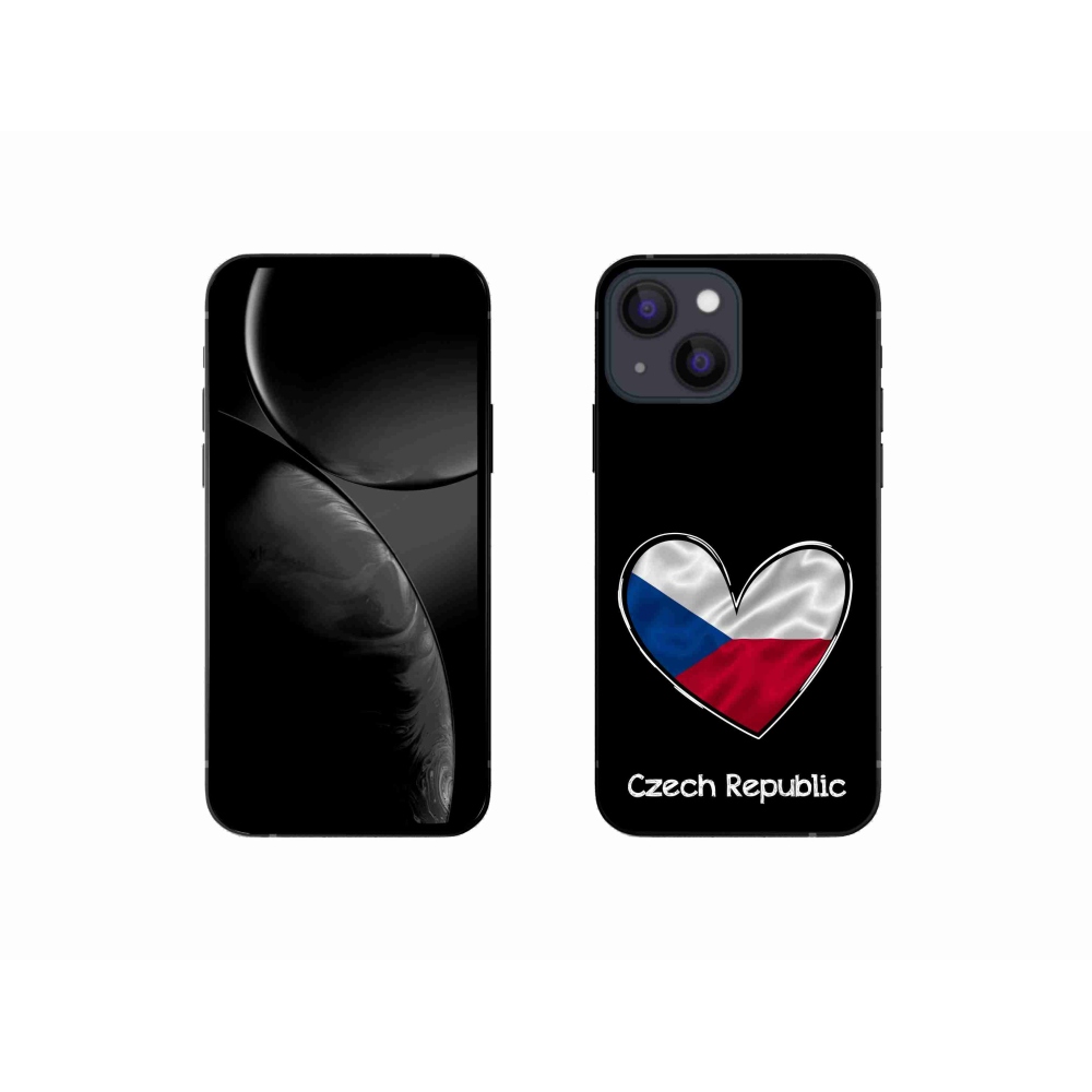 Gél borítás mmCase iPhone 13 mini 5.4 - zászlós szív fekete háttérrel