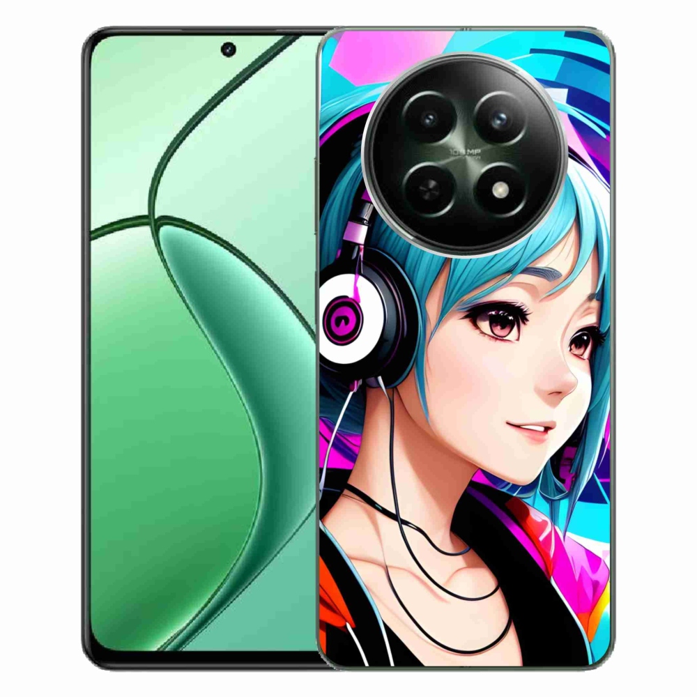 Gél borítás mmCase a Realme 12 5G/12x 5G - lány fejhallgatóval