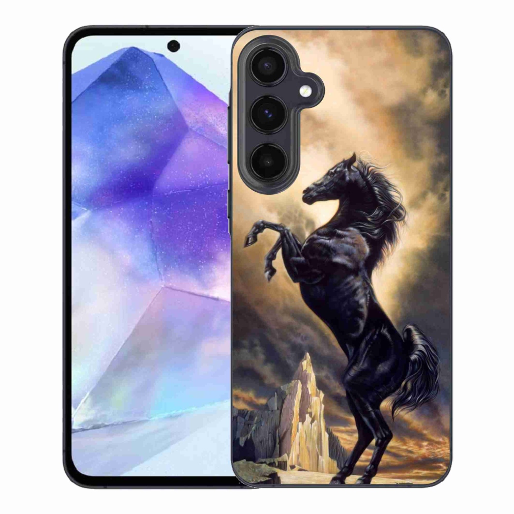 Gél védőhuzat mmCase Samsung Galaxy A55 5G - fekete rajzfilm lóhoz