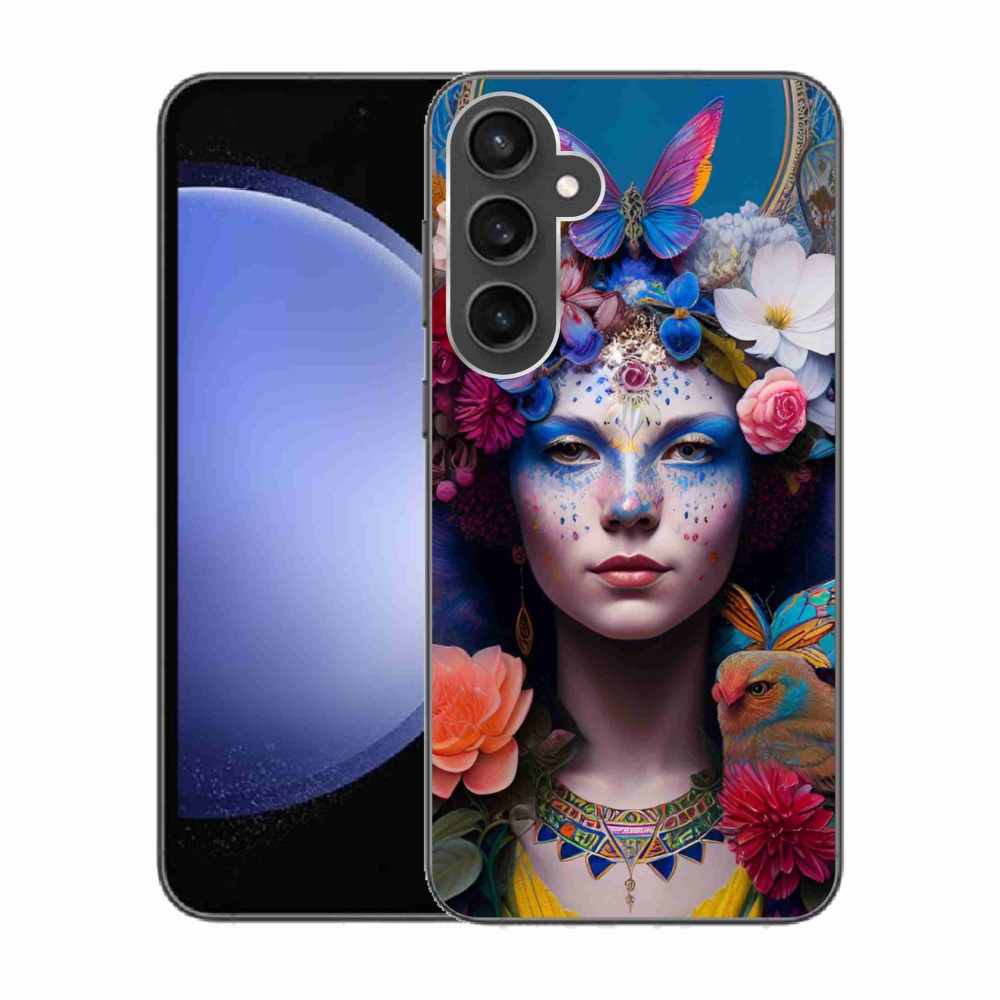 Gél borító mmCase Samsung Galaxy S23 FE - nő virágokkal