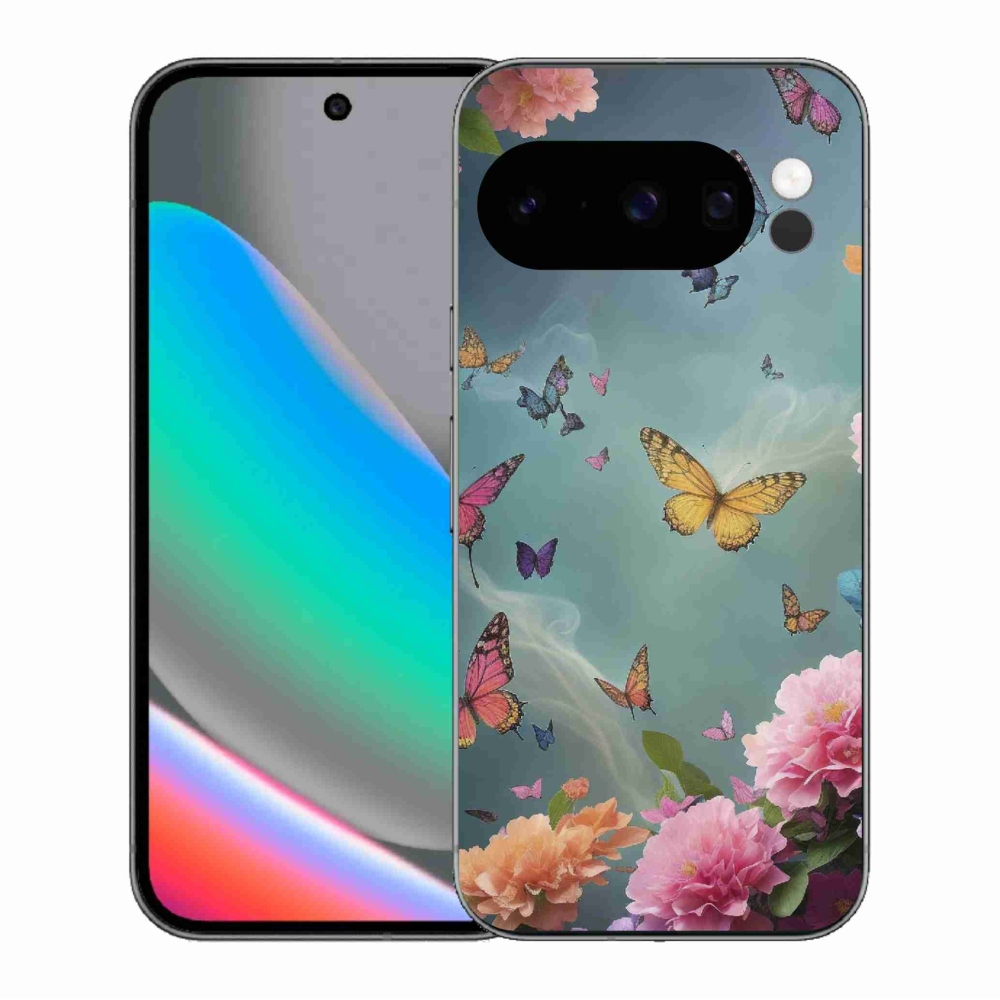 Gél borítás mmCase a Google Pixel 10 Pro számára - színes virágok és pillangók