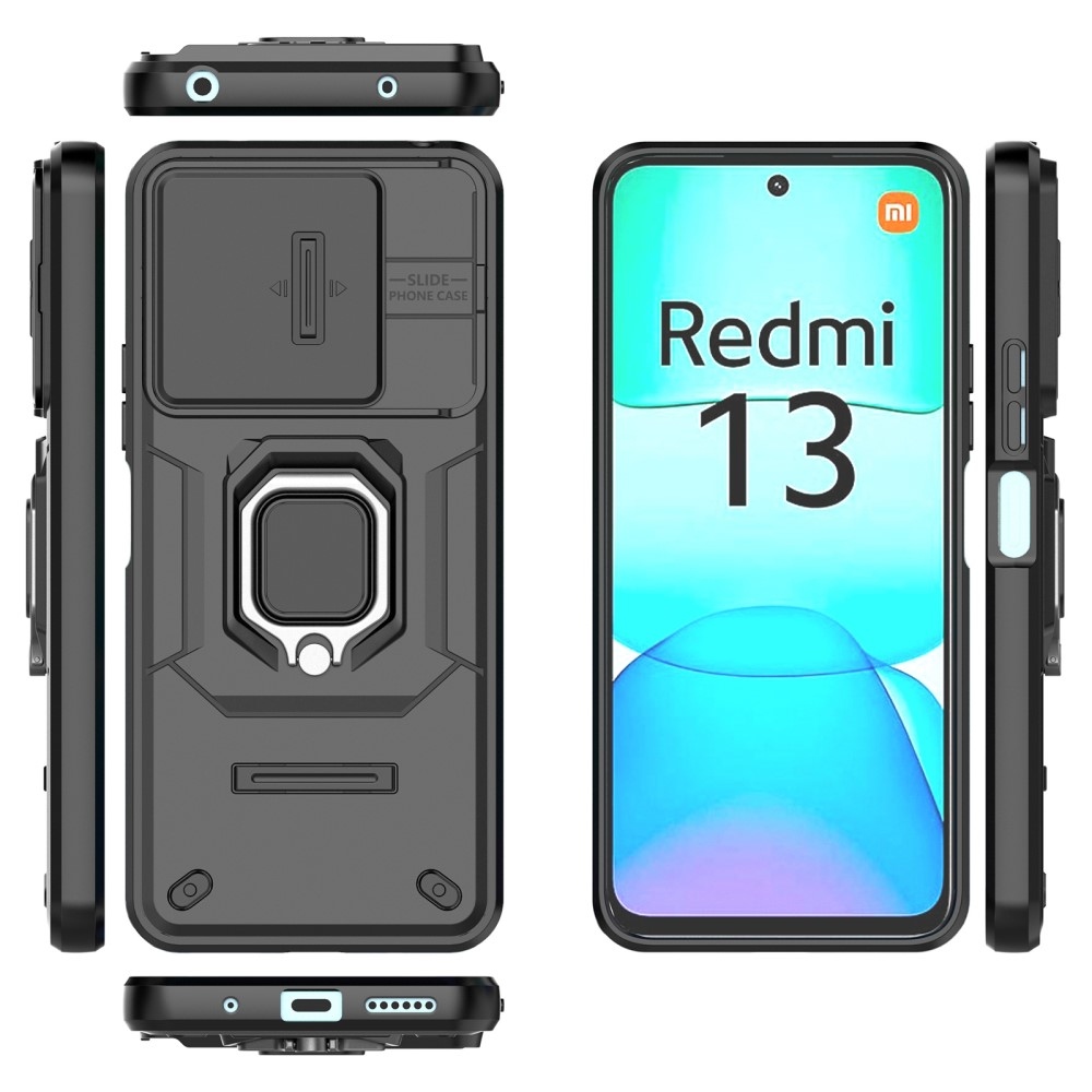 Lencse tartós hibrid borítás a Xiaomi Redmi 13 4G/Poco M6 4G készülékhez - fekete