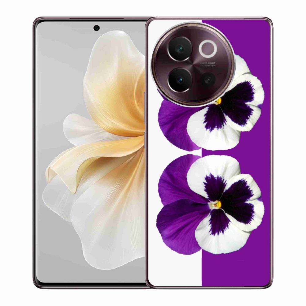 Gél borítás mmCase Vivo V40 Lite 5G - lila és fehér virághoz