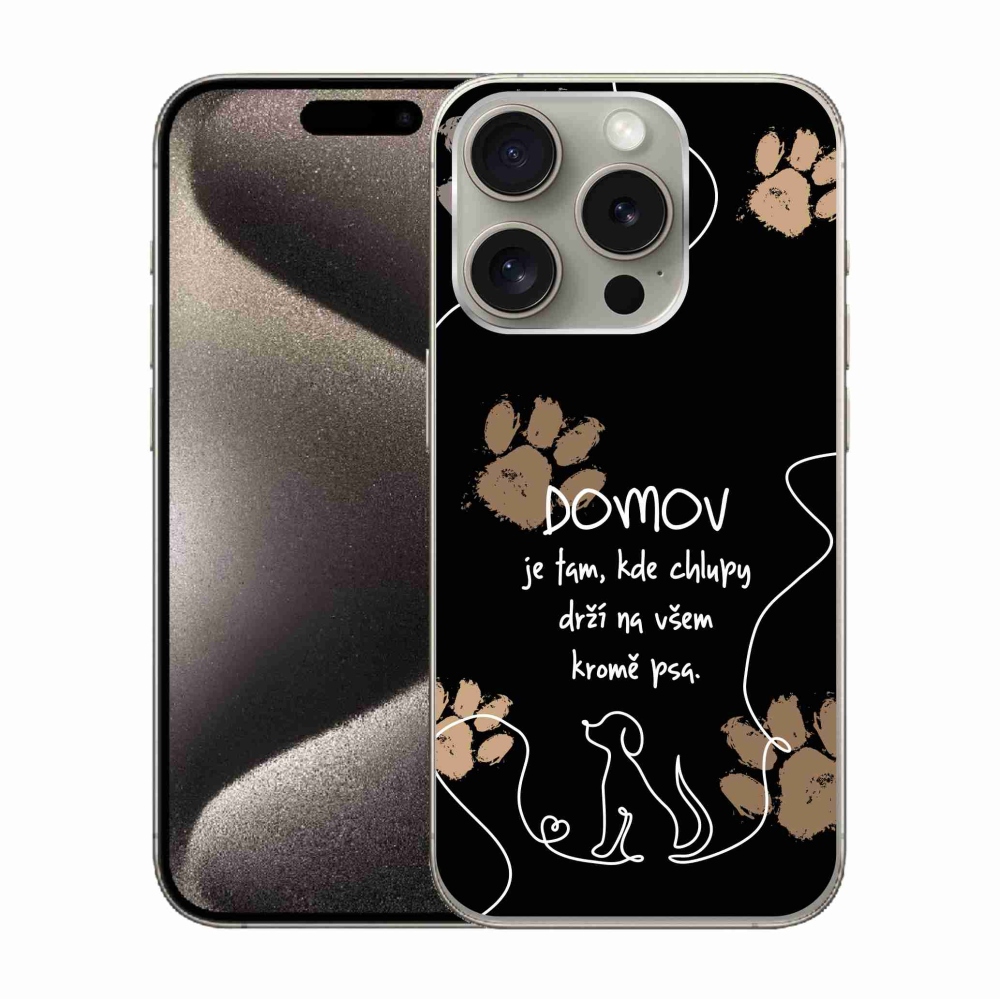 Gél borítás mmCase iPhone 15 Pro készülékhez - kutya motívum fekete háttérrel