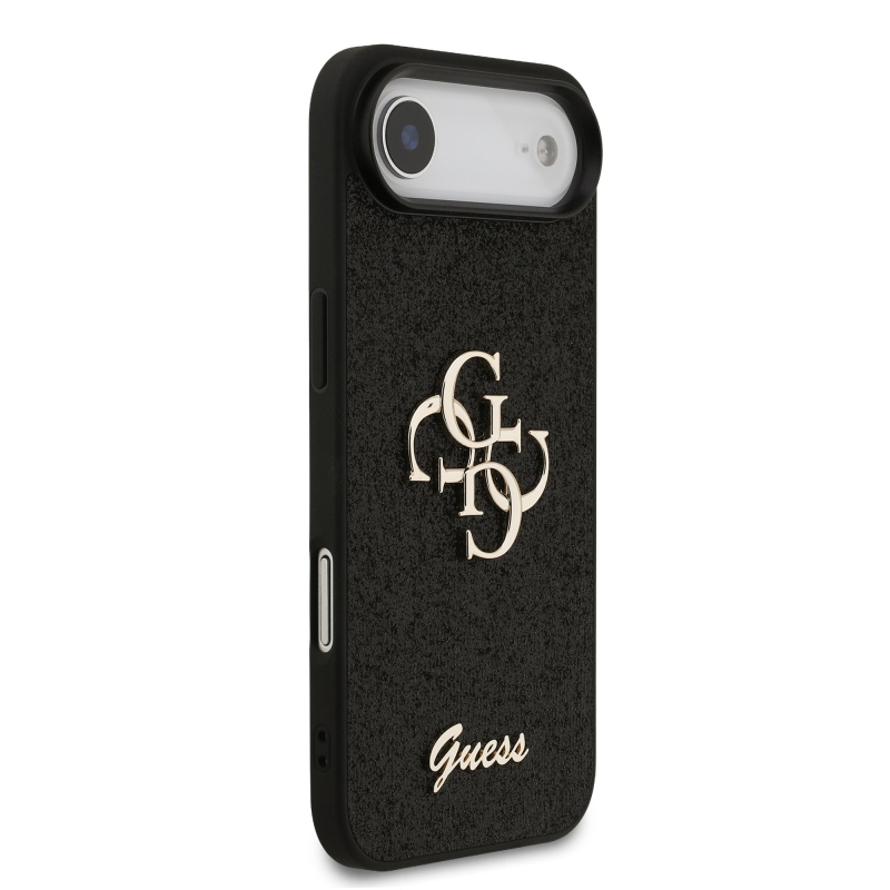 Guess PU Fixed Glitter 4G fém logó hátlap iPhone Air Fekete
