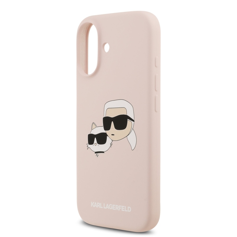Karl Lagerfeld folyékony szilikon dupla fejű MagSafe hátlap iPhone 17 rózsaszínű iPhone 17-hez
