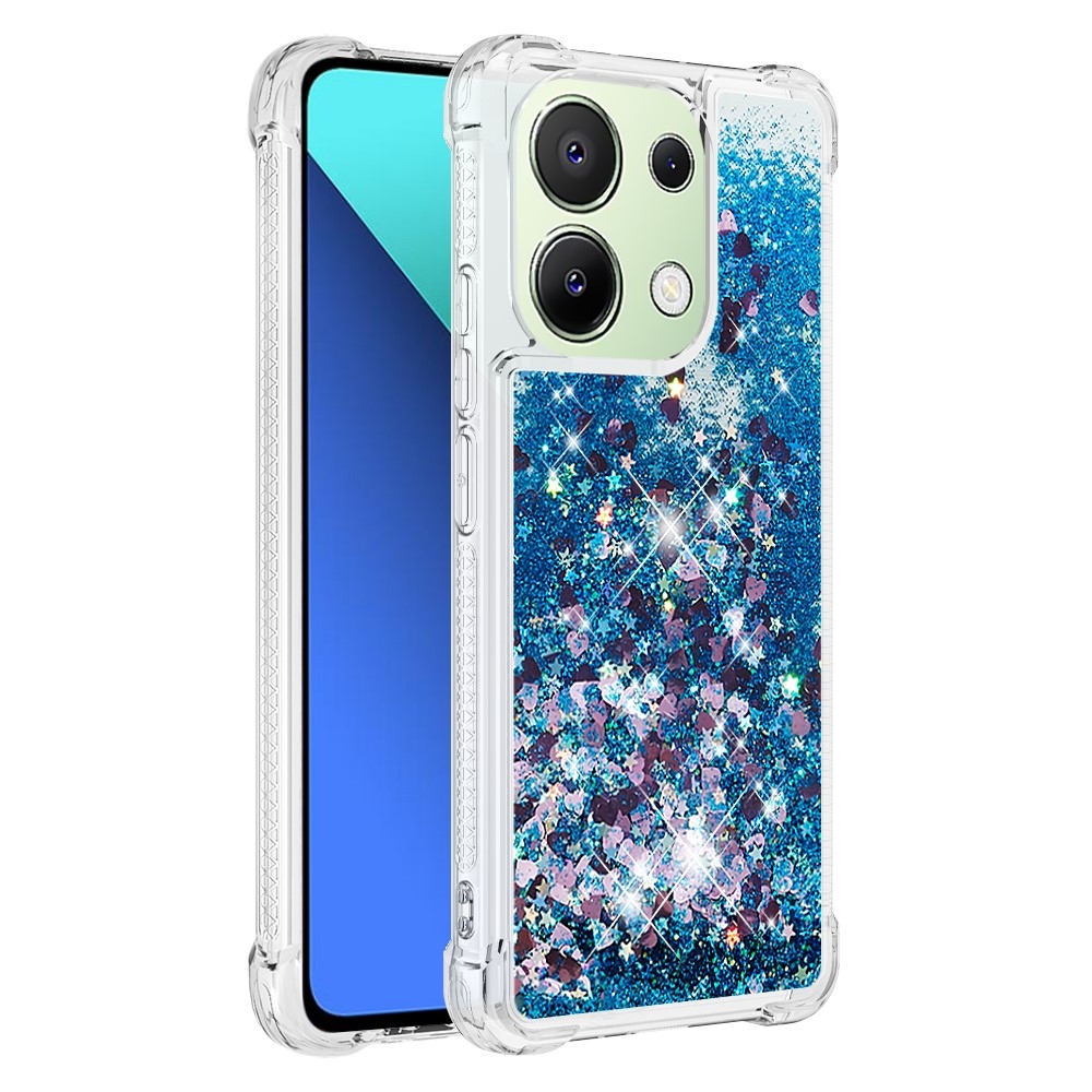 Glitter zselés homokóra tok Xiaomi Redmi Note 13-hoz - kék/szív