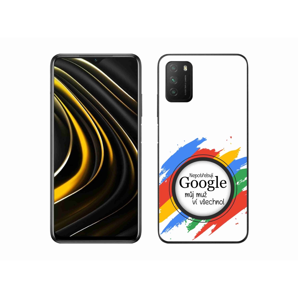 Gél borítás mmCase a Xiaomi Poco M3-on - az ember mindent tud fehér háttérrel