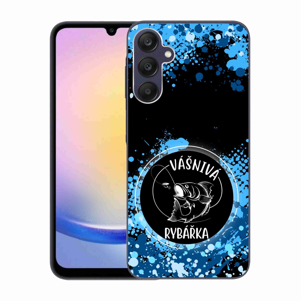 Gél borító mmCase Samsung Galaxy A25 5G - szenvedélyes halásznő fekete háttérrel