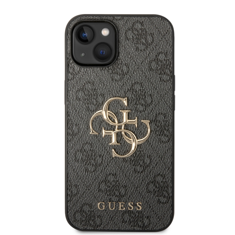 Guess PU 4G fém logós hátlap iPhone 15 Plus-hoz Szürke