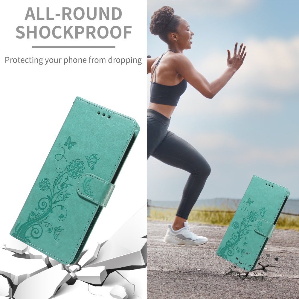 Virágos könyves tok Xiaomi Redmi A5 (173.45x79.35x8.45mm) - teáskék színben