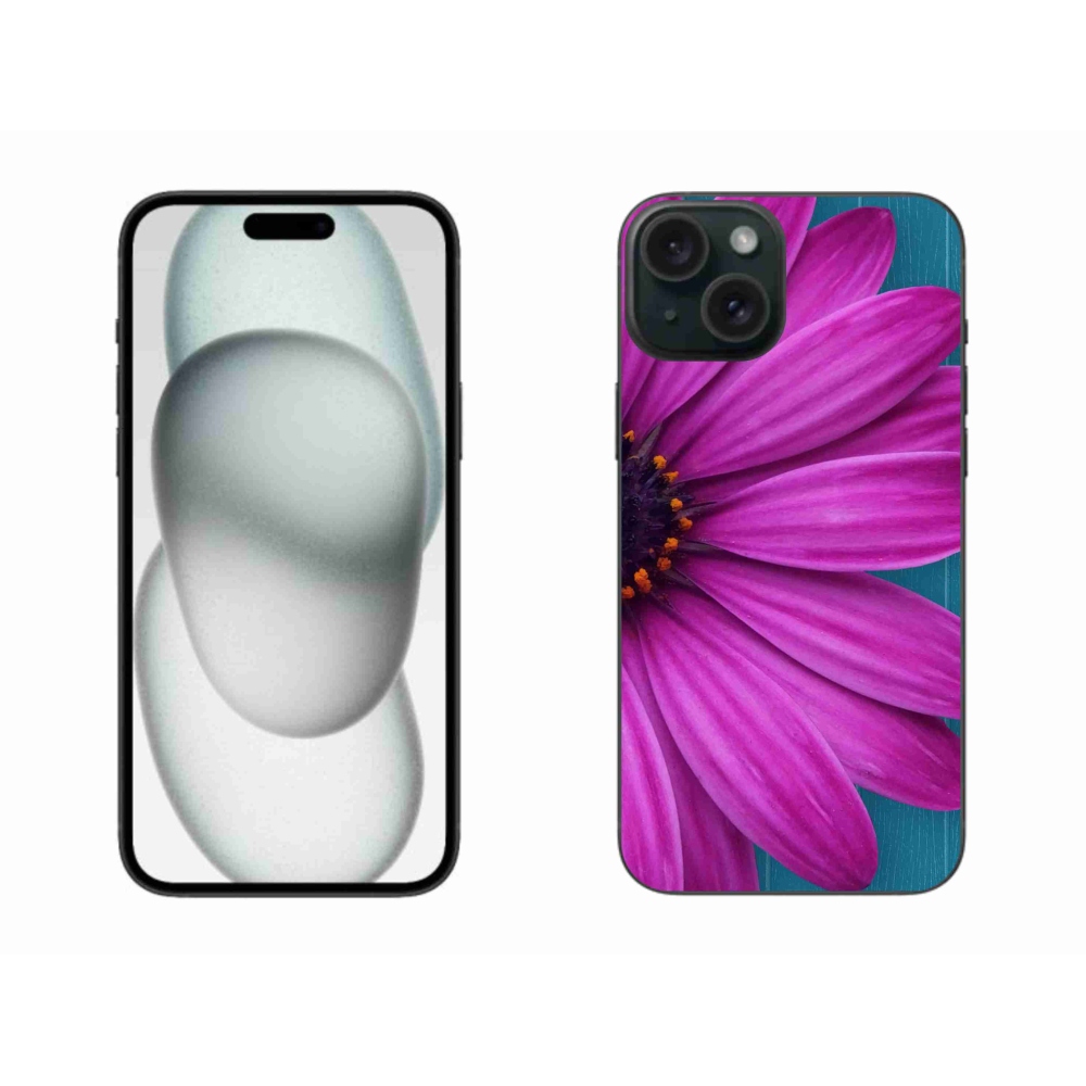 Gél tok mmCase iPhone 15 Plus készülékhez - lila százszorszép