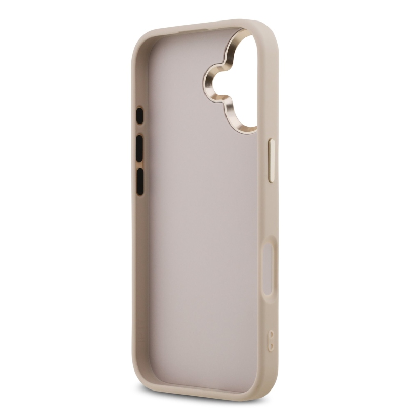 Guess PU bőr 4G fém logó arany keret hátlapi borító iPhone 17 rózsaszínhez