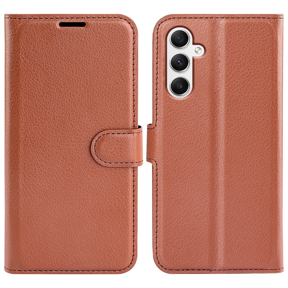 Litchi könyv tok Samsung Galaxy A35 5G - barna színben