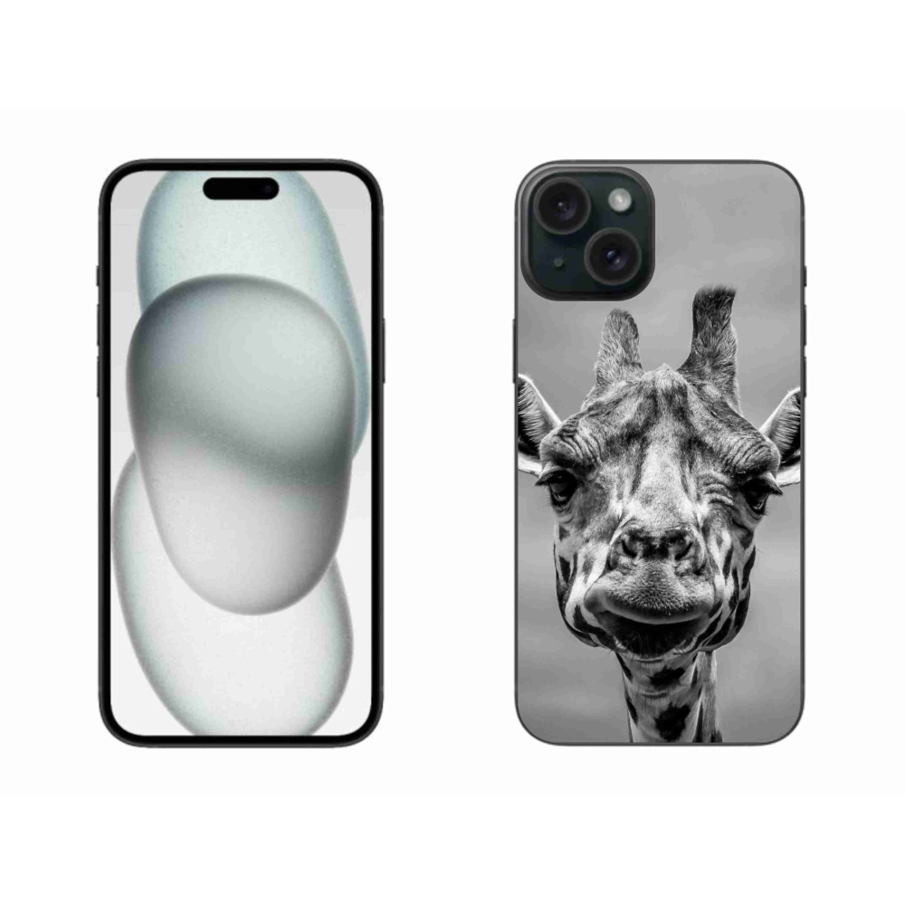 Zselés borítás mmCase iPhone 15 Plus készülékhez - fekete-fehér zsiráf