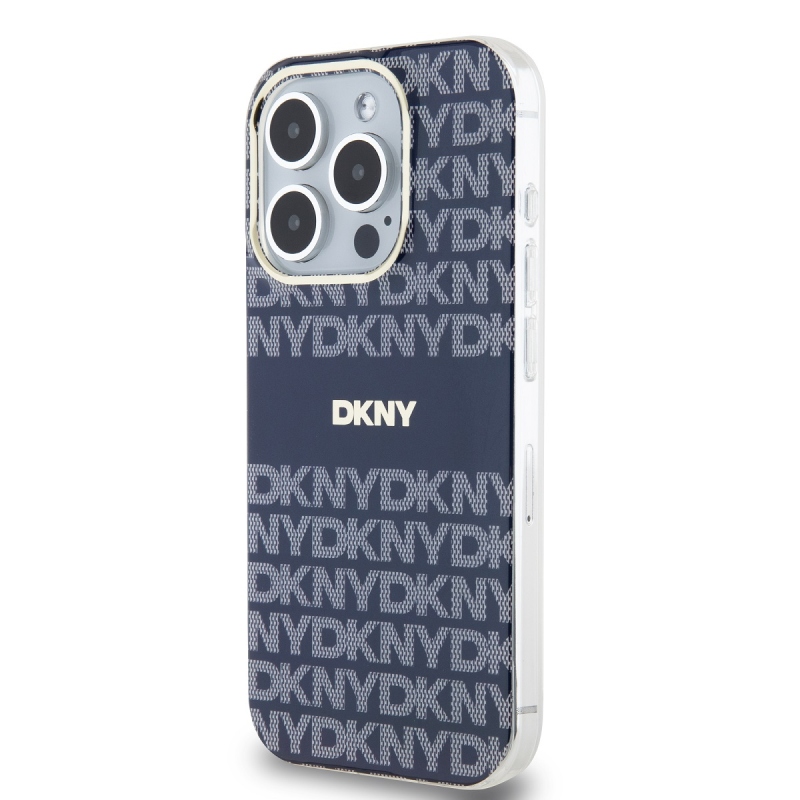 DKNY PC/TPU ismétlődő mintás tonális csíkos Magsafe hátlap iPhone 13 Pro Max kékhez