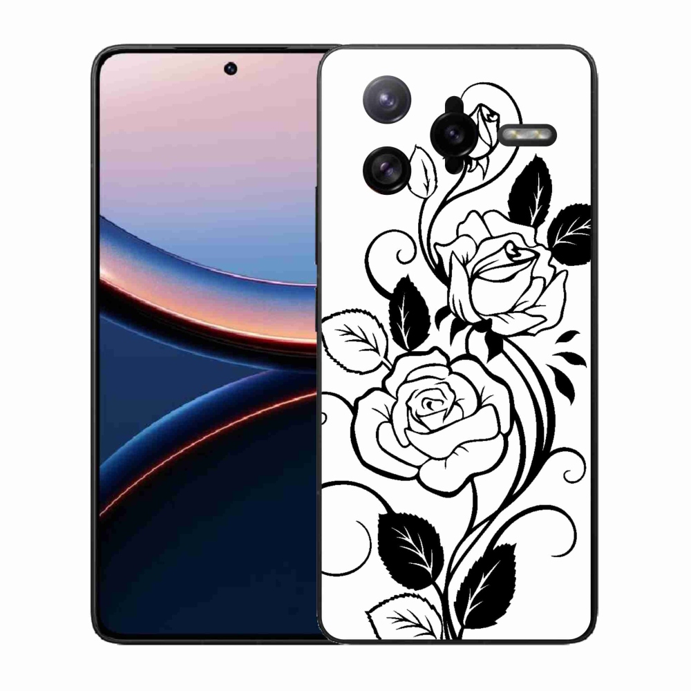 Gél borítás mmCase a Xiaomi Poco F7 Ultra számára - fekete és fehér rózsa