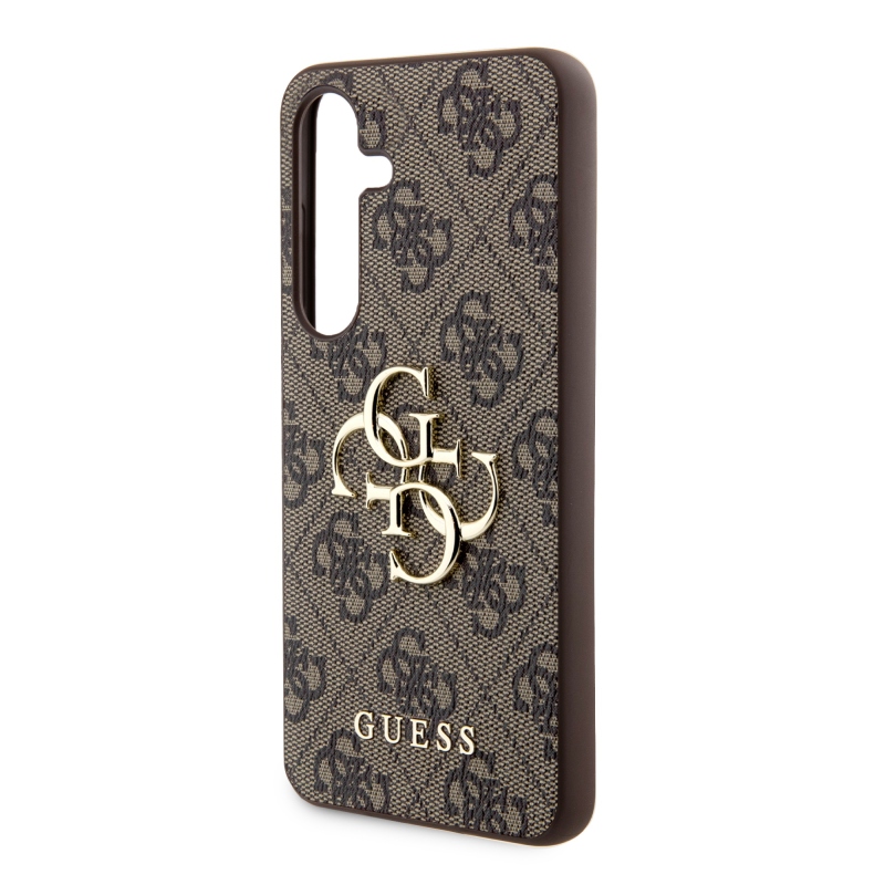 Guess PU 4G fém logó hátlap Samsung Galaxy S24 barna