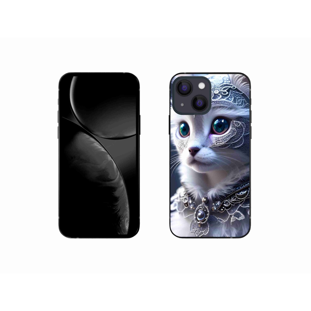 Zselés borítás mmCase iPhone 13 mini készülékhez - fehér macska